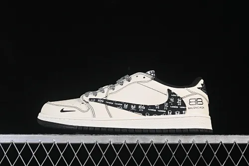 All categories Air Jordan Jordan series basketball shoes Air Jordan 1 Low High-end customized low-top sneakers Travis Scott x Fragment Design x Air Jordan 1 Low OG SP AJ1 Joe 1 joint off-white black hook Paris print low-top cultural casual sneakers DS2025-002